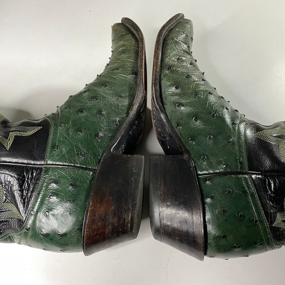 Lucchese Classics Ostrich Exotic Full Quill Boots Green Men\'s 8D main image 5